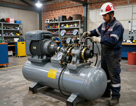Compresora industrial en mantenimiento