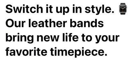 Promotional text for leather watch bands: “Switch it up in style” and “bring new life to your favorite timepiece.”