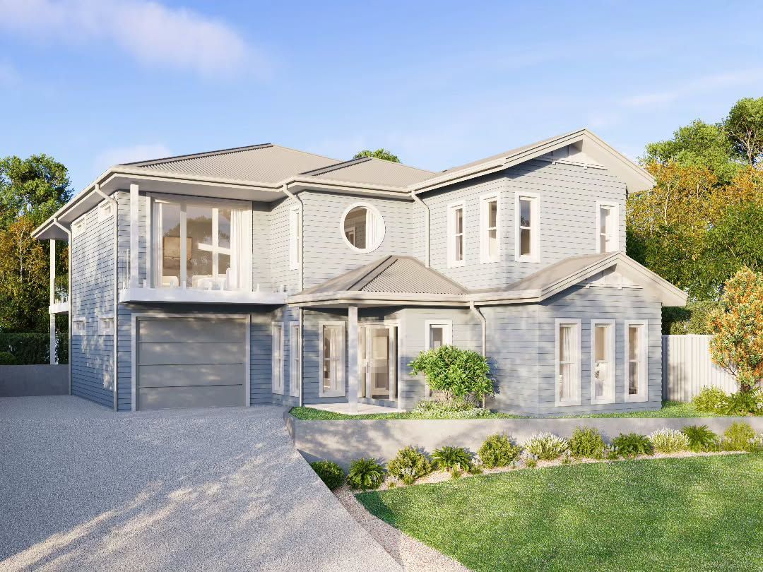 Two Story Suburban House with Stone Facade and Landscaped Front Yard — QBC Constructions In Gerringong, NSW