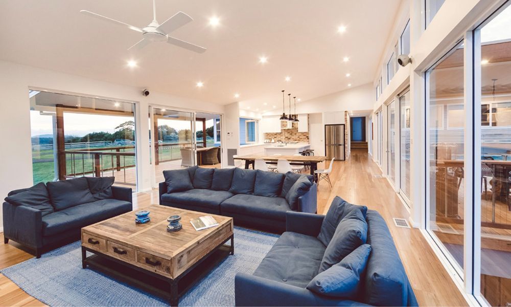 A Living Room With Two Couches — QBC Constructions In Willow Vale, NSW