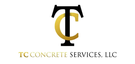 TC Concrete Services, LLC logo with black and gold overlapping letters on white background