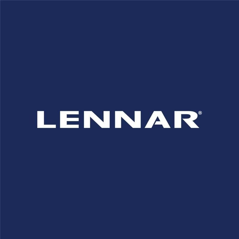 Lennar logo, white text on a dark blue background.
