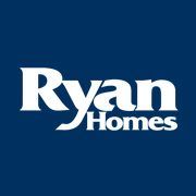 Ryan Homes logo on a blue background, white text.