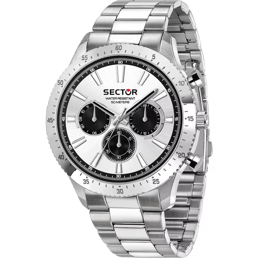 Un orologio Sector con cinturino in acciaio inossidabile