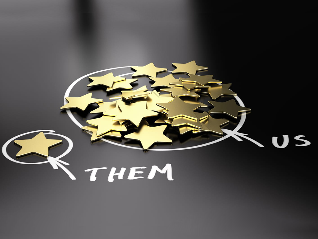 Golden stars: one star outside a circle labeled