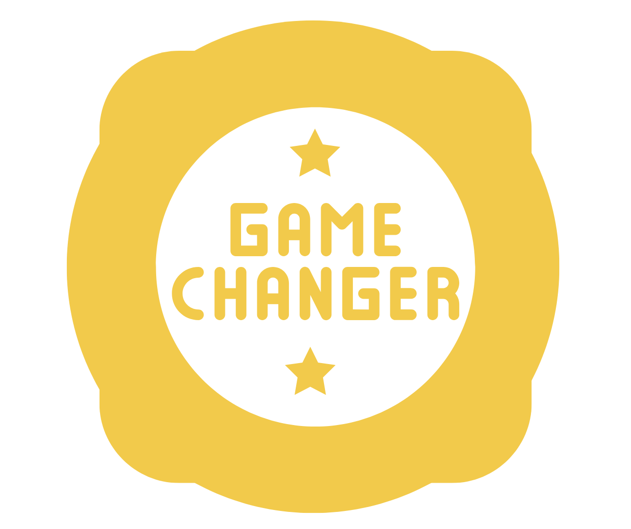A yellow and white logo that says game changer