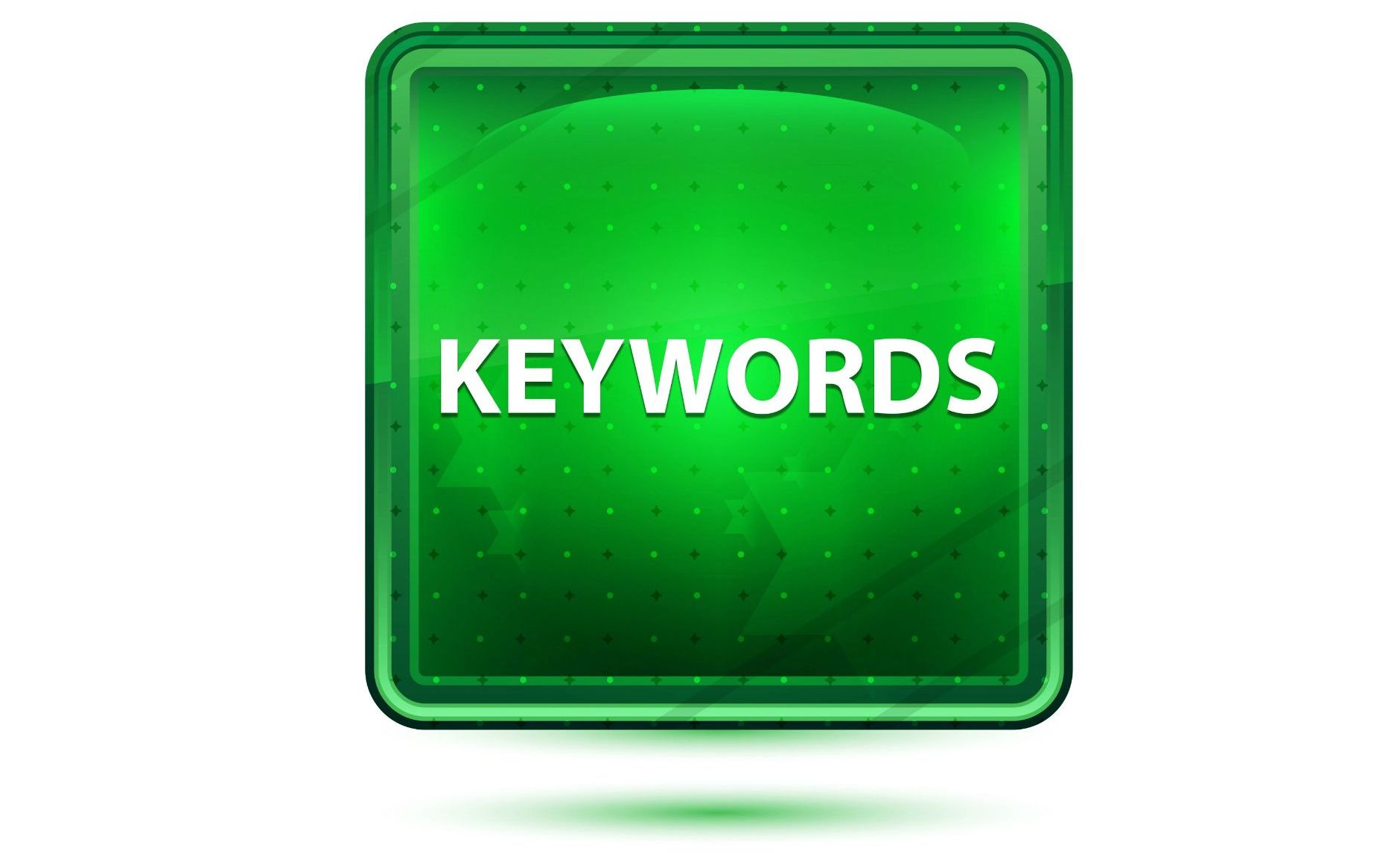 A green square button with the word keywords on it.