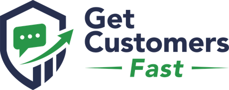 Get customers fast logo geen and blue