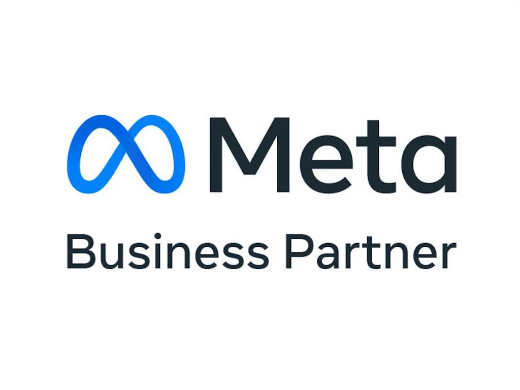 Meta Business Partner logo with blue infinity symbol and black