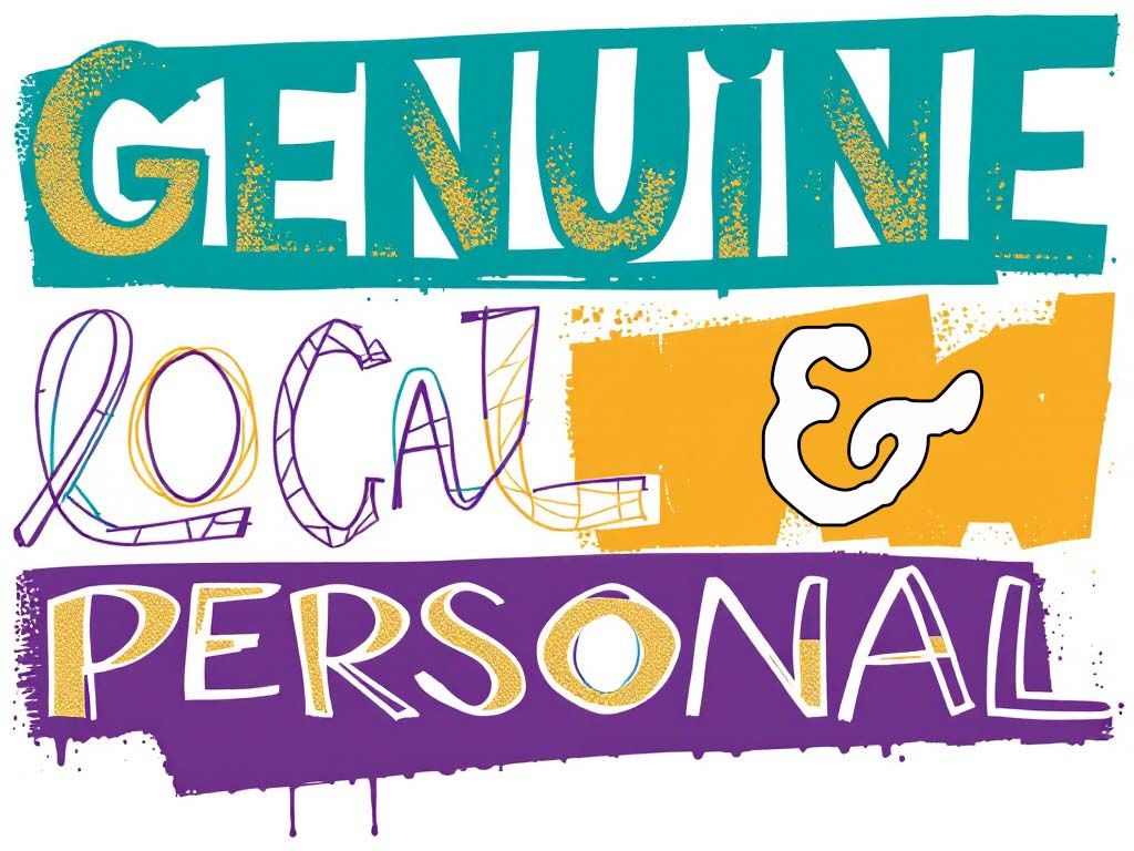 A colorful sign that says genuine local law personal