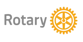 Rotary logo with gray text and an orange gear icon