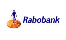 Een logo voor de rabobank met een man staand op een kompas.