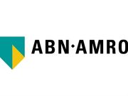 Het logo van ABN Amro staat op een witte achtergrond.