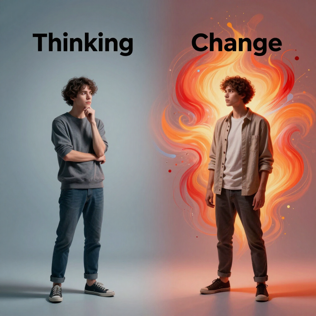 Person reflecting on change and personal growth before taking the next step with clarity and purpose