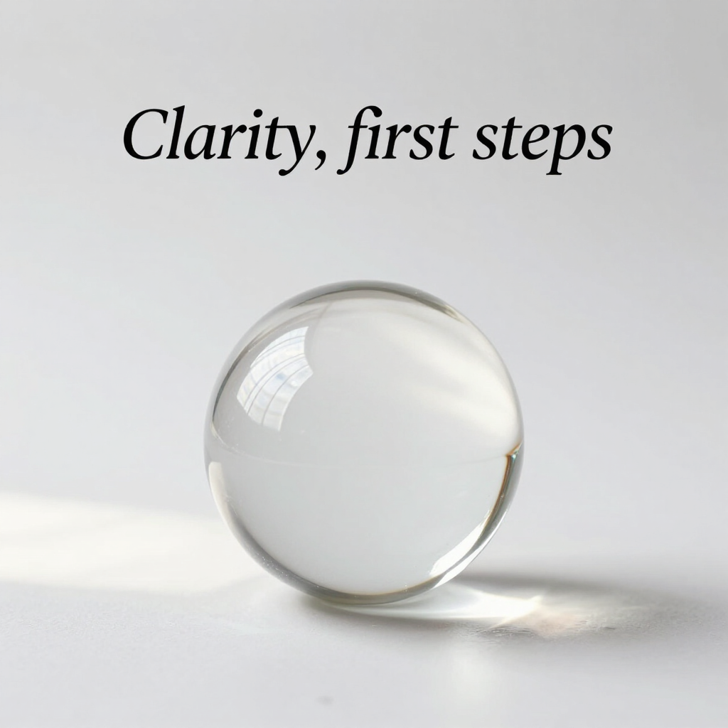 Glass sphere representing clarity, reflection, and taking the first step toward personal growth. 