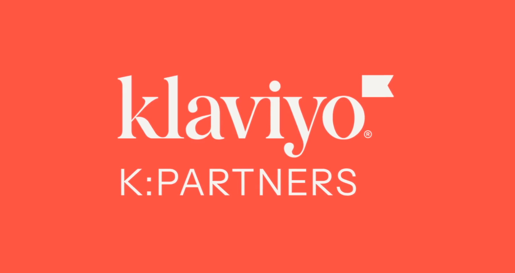 Klaviyo K:Partners logo in white on a coral background