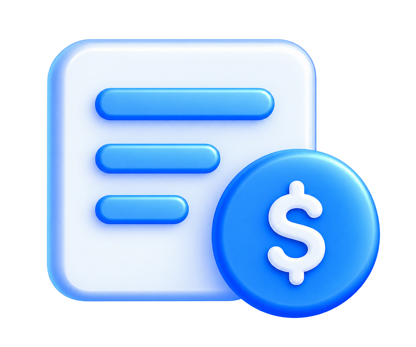 Blue billing document icon with dollar symbol