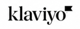 Klaviyo logo in black lowercase text with a small black square mark above the last letters.