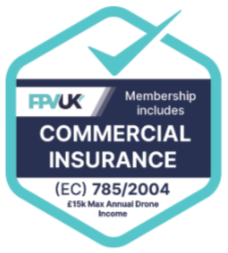 FPVUK commercial insurance badge with teal border and white text on dark blue panel