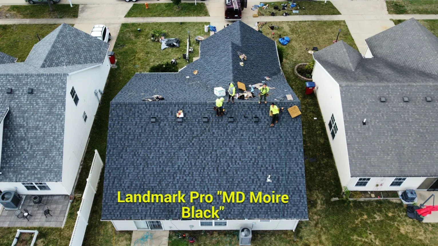 An aerial view of workers installing Landmark Pro 