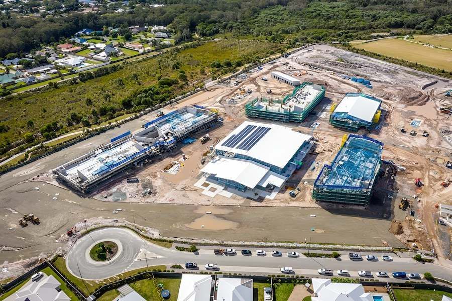 An Aerial View of a Construction Site With a Lot of Buildings Under Construction — All Coast Scaffolding In Yandina, QLD