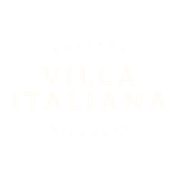 Logotipo da Villa Italiana, com texto em tom creme sobre fundo branco.