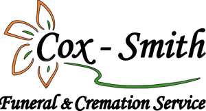 Cox-Smith Funeral & Cremation Service logo with brown and green floral design
