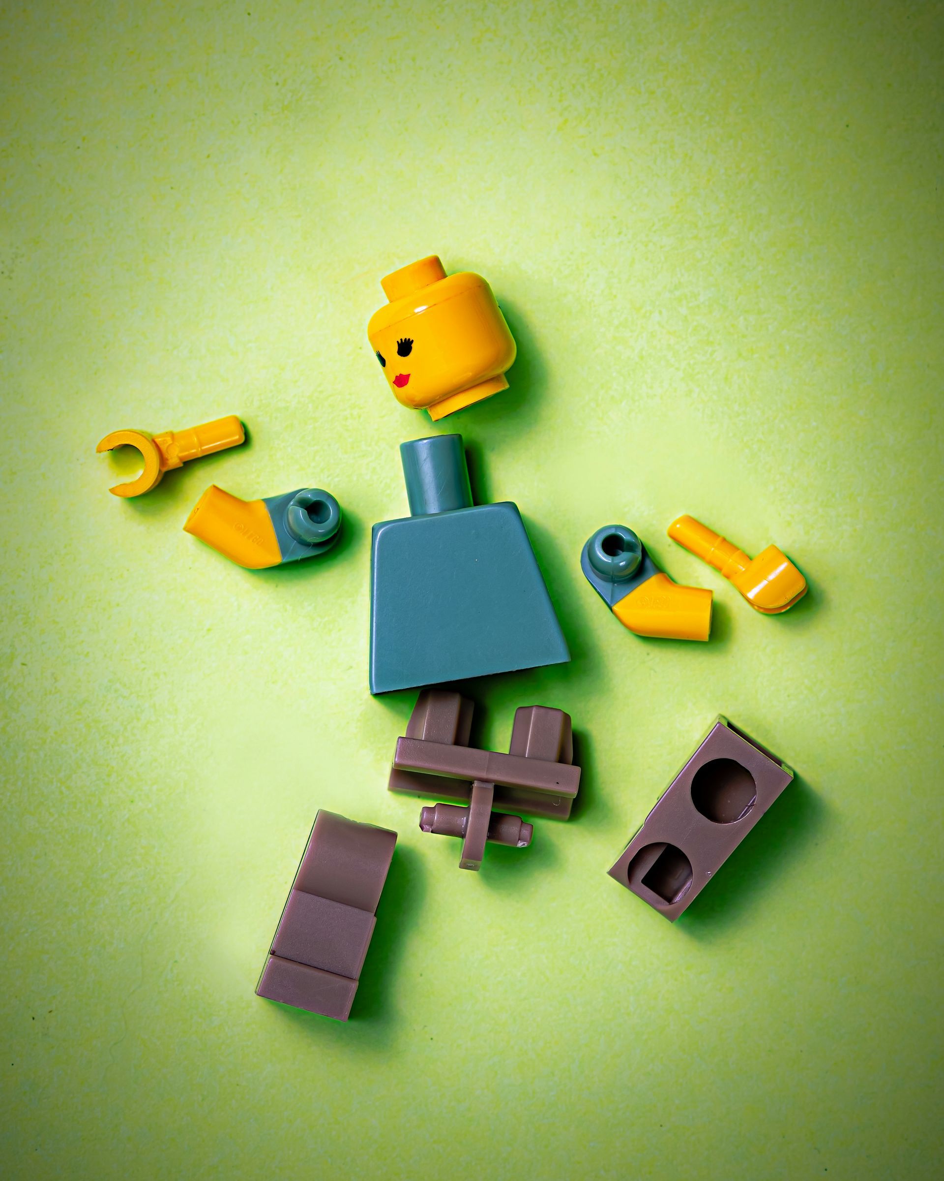 a lego person broken up