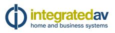IntegratedAV logo in blue and green with “home and business systems” tagline