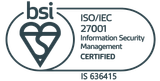 Vottunarmerki BSI ISO/IEC 27001 upplýsingaöryggisstjórnunar CERTIFIED. Inniheldur BSI Kitemark merkið.