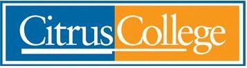 A blue and orange logo for citrus college