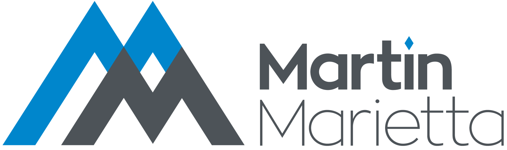 A blue and gray logo for martin marietta