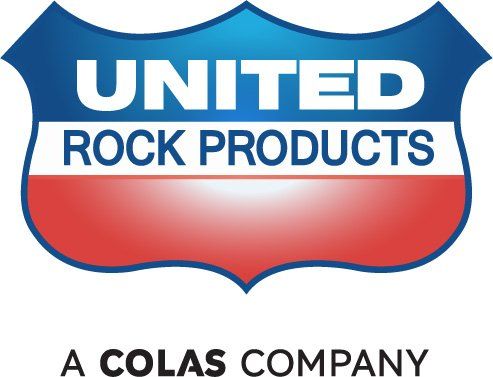 The logo for united rock products is a colas company.
