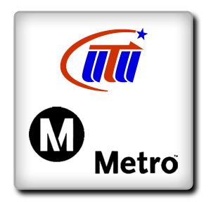 A white square with two metro logos on it