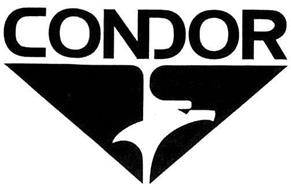 A black and white logo for condor with a bird on it.