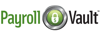 A payroll vault logo with a padlock and a dollar sign.