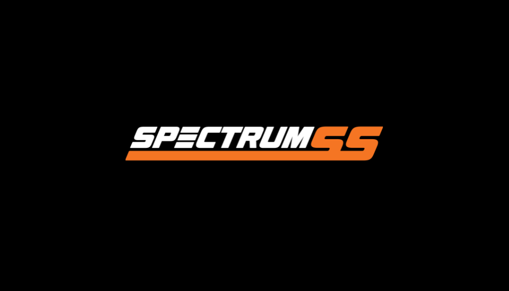 Spectrum SS logo in white and orange on a black background