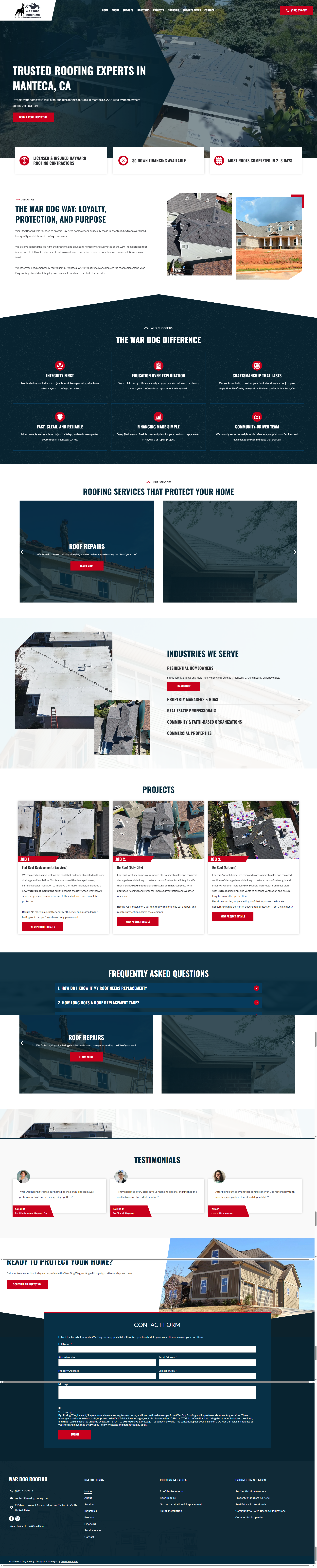 War Dog Roofing Website