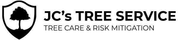 JC’s Tree Service logo with black tree icon and “Tree Care & Risk Mitigation” text