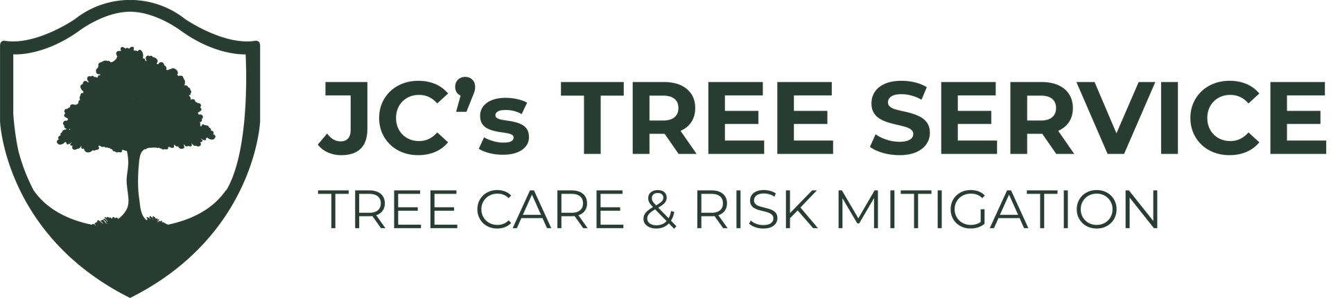JC’s Tree Service logo with green tree icon and tagline “Tree Care & Risk Mitigation”