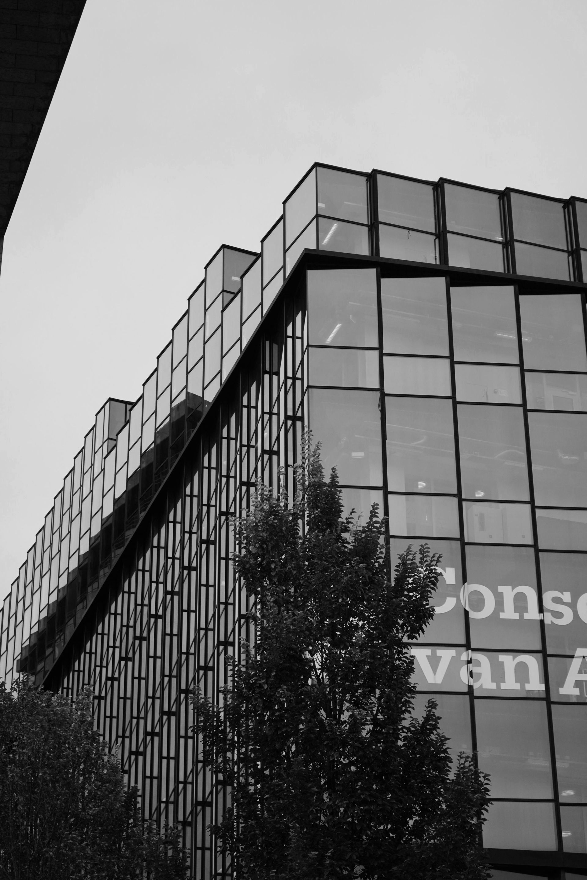 A black and white photo of a vancouver building
