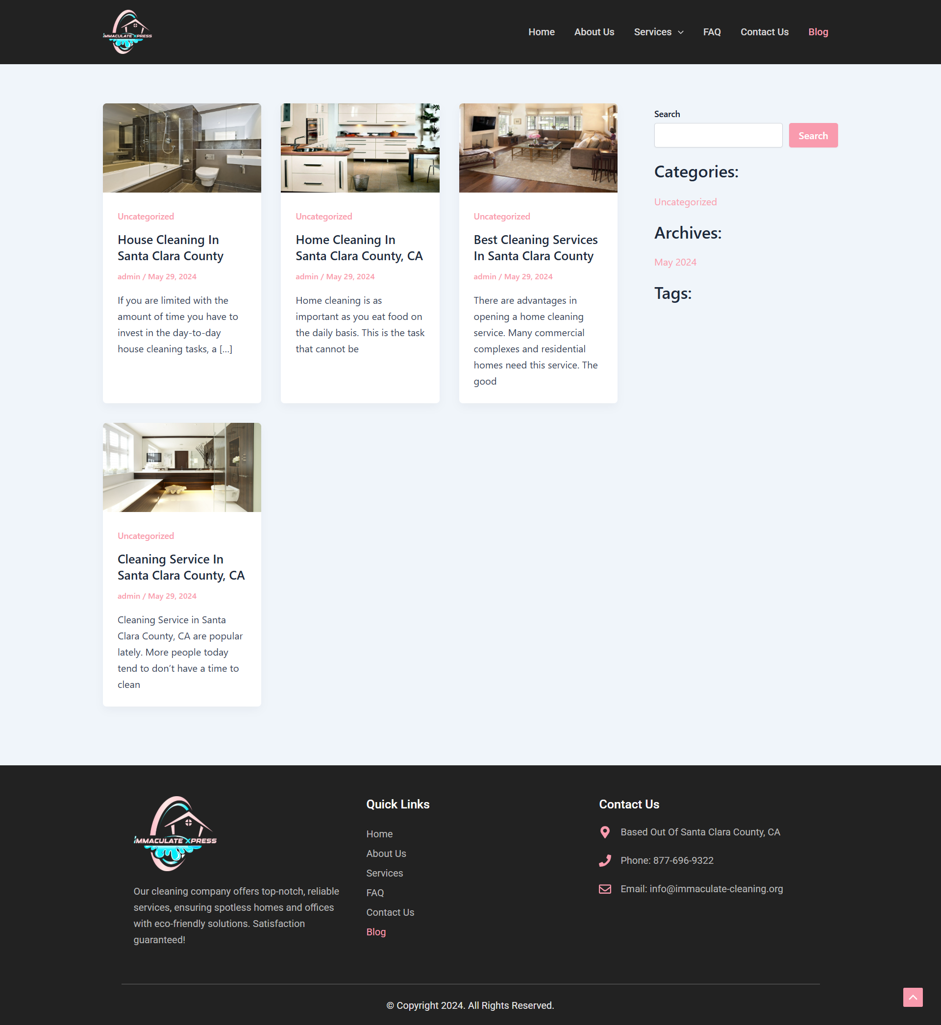 Website page with interior design cards on a light background and a dark footer/footer navigation.