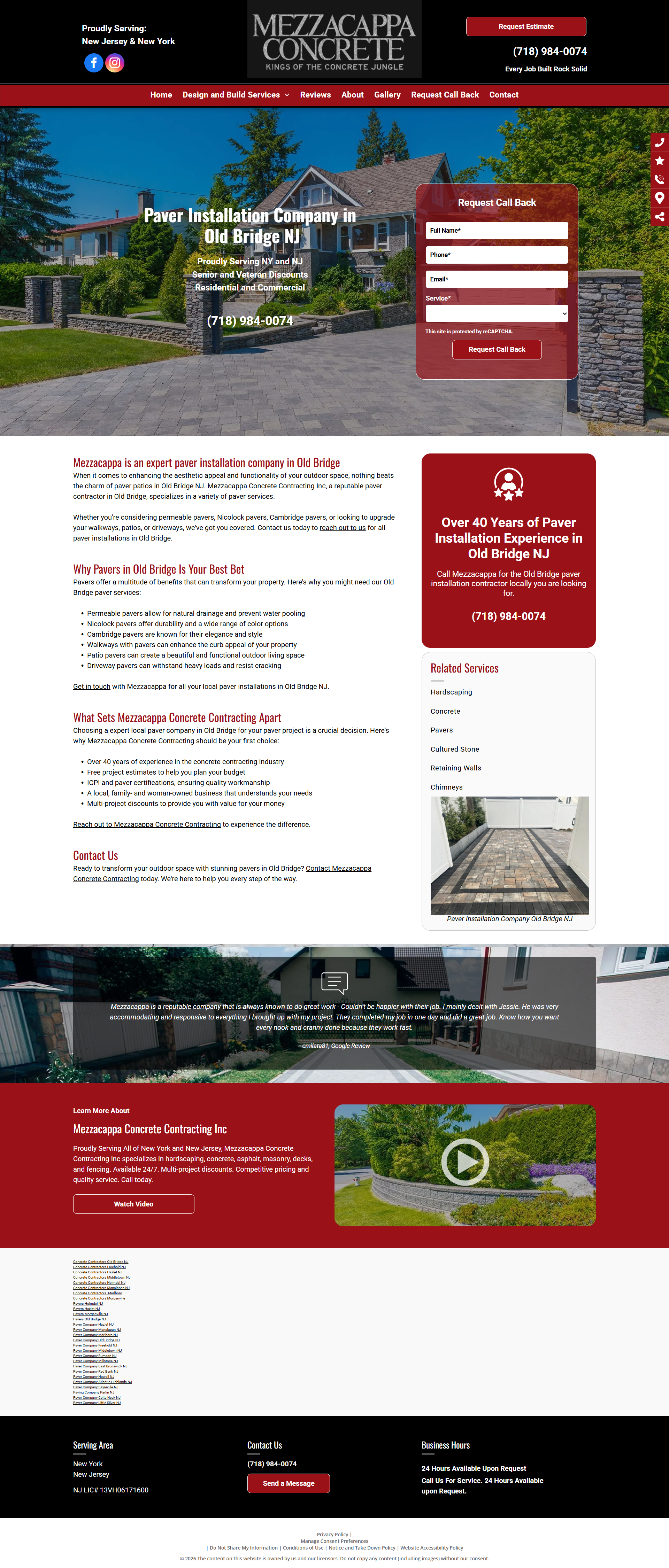 Website homepage with red header, scenic hero photo, and a reservation form sidebar.