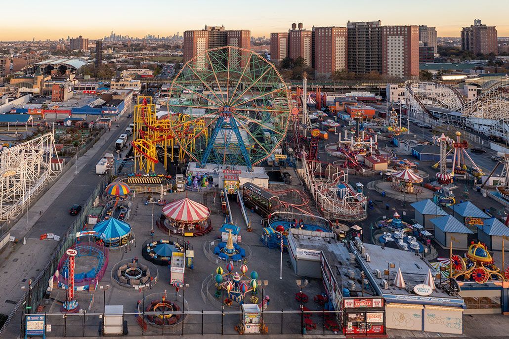 An aerial view of Coney Island