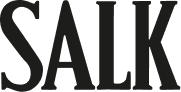 Black stylized word &ldquo;SALK&rdquo; on a white background