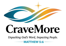 CraveMore logo with blue and orange flowing leaves, gold star, and tagline “Unpacking God’s Word, Impacting People.”
