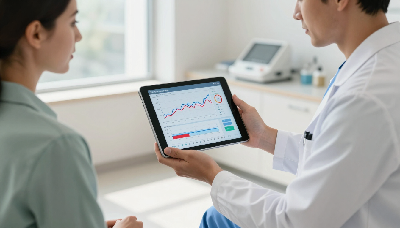 A doctor discussing cholesterol results with a patient