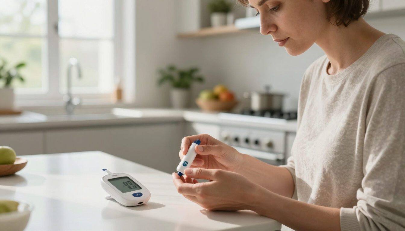 Can you have diabetes and not know it? An adult checking blood glucose at home