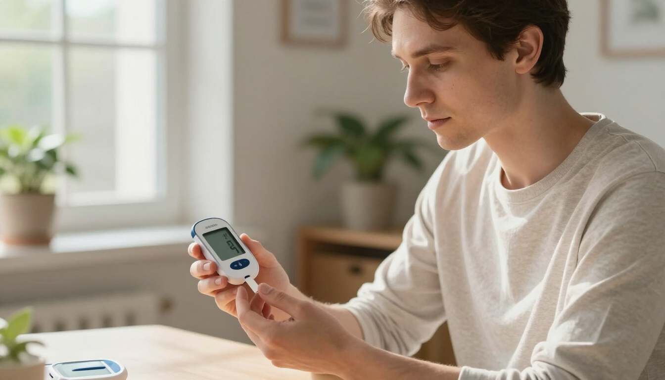 Can skinny people get diabetes? A slim adult checking blood glucose
