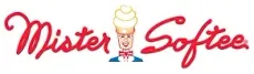 Mister Softee logo with red script text and an ice cream cone mascot on a white background
